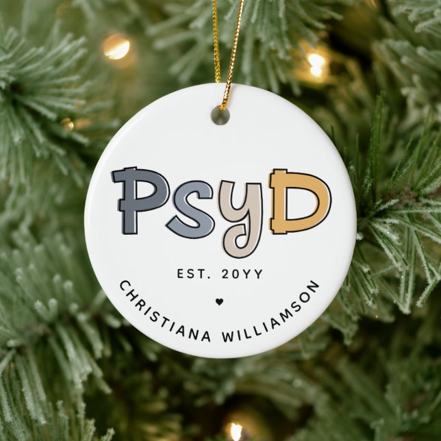 Adorno De Cerámica Personalizado PsyD Médica de Psicóloga (Árbol)