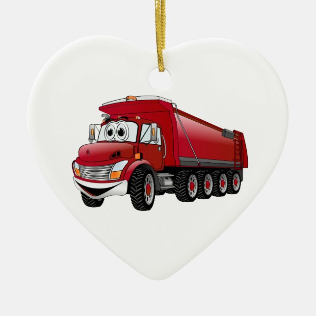 Adorno De Cerámica Personalizado Red Dump Truck 10w (Frente)