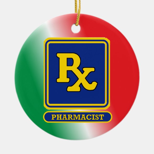 Adorno De Cerámica Personalizado RX Shield de farmacia (Frente)