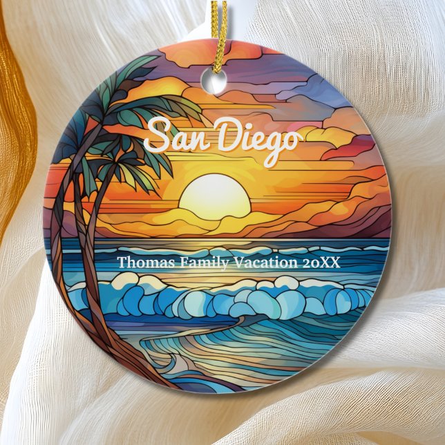 Adorno De Cerámica Personalizado San Diego Faux StainGlass (Subido por el creador)
