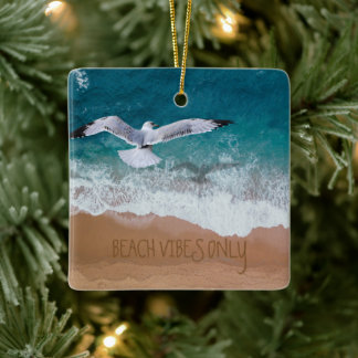 Adorno De Cerámica Personalizado Sand Writing Beach Vibes Only Seasho