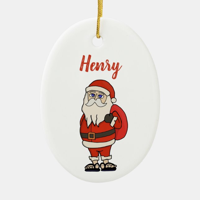 Adorno De Cerámica Personalizado Santa Claus Navidades Flip Flops (Frente)