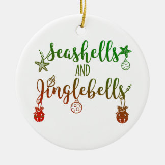 Adorno De Cerámica personalizado Seashells y campanas de jingle