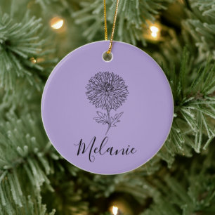 Adorno De Cerámica Personalizado Setiembre Aster Nace Regalo de flore