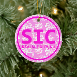 Adorno De Cerámica Personalizado SIC Sea Isle City New Jersey NJ Rosa