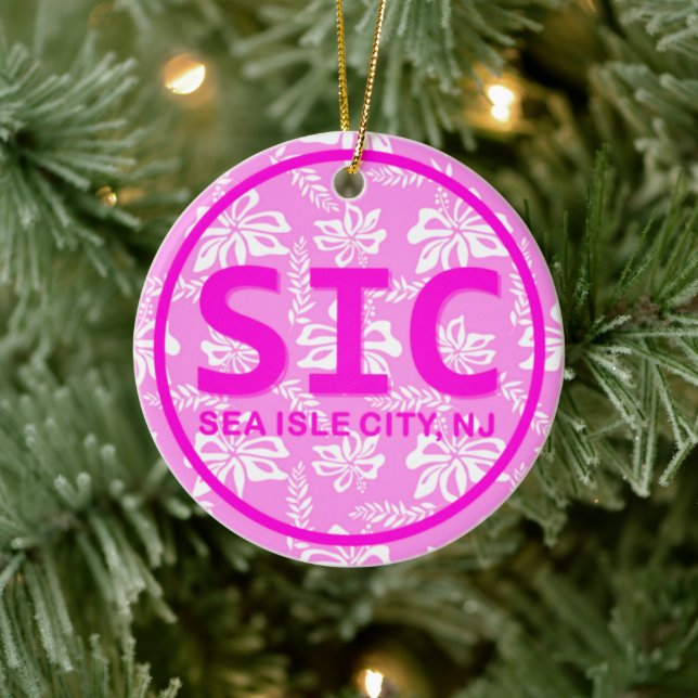 Adorno De Cerámica Personalizado SIC Sea Isle City New Jersey NJ Rosa (Árbol)