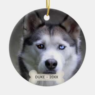 Adorno De Cerámica Personalizado simple Husky Dog Photo
