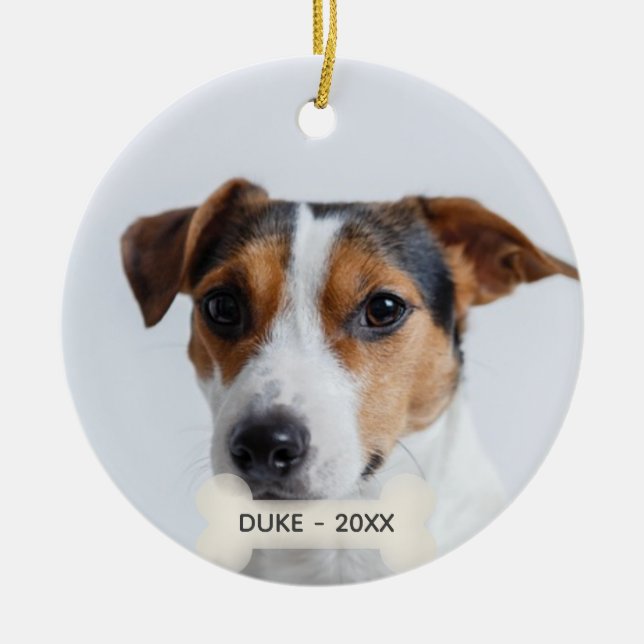 Adorno De Cerámica Personalizado simple Jack Russell Dog Photo (Frente)