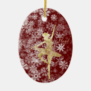 Adorno De Cerámica Personalizado Snowflakes Relieve metalizado dorado