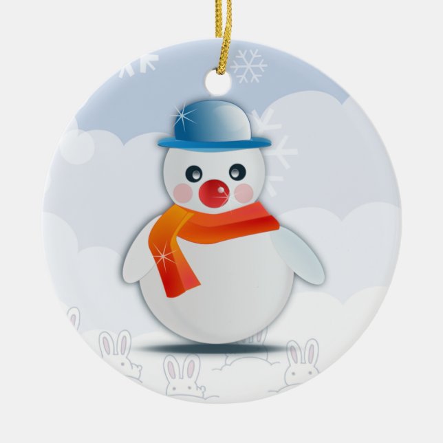 Adorno De Cerámica Personalizado Snowman (Frente)