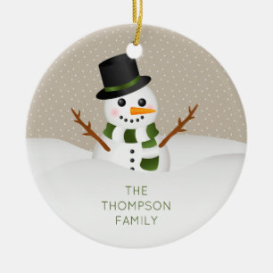 Adorno De Cerámica Personalizado Snowman con Navidades de nombres per