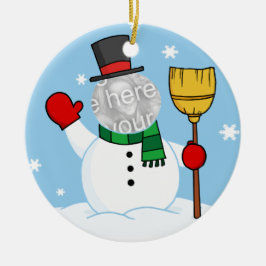 Adorno De Cerámica Personalizado Snowman Face Photo