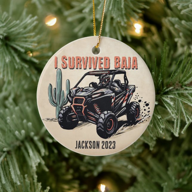 Adorno De Cerámica Personalizado - Sobreviví a Baja Desert UTV Racer (Árbol)