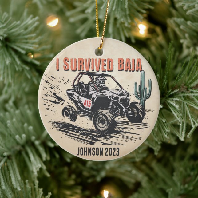 Adorno De Cerámica Personalizado - Sobreviví a Baja Desert UTV Racer (Árbol)