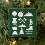Adorno De Cerámica Personalizado Souvenir Camping Collage Campers Fot<br><div class="desc">Añade fácilmente el nombre de tu camping favorito y el estado en el que está en la parte delantera y tu foto favorita de tu viaje de campamento en la parte trasera para crear tu propio recuerdo adorno de árbol de Navidad de camping o agregar un nombre familiar u otro...</div>