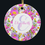 Adorno De Cerámica Personalizado Summer Cottage Garden White<br><div class="desc">Bonito jardín de cabaña con estampado floral adornado de cerámica personalizado con marañas de papel de inspiración retro y botones de piedra sobre un fondo blanco. Estas flores de jardín de cabaña australianas son tan románticas y bonitos, perfectas para regalos de Navidades o adornos de árboles o regalos, ilustradas por...</div>