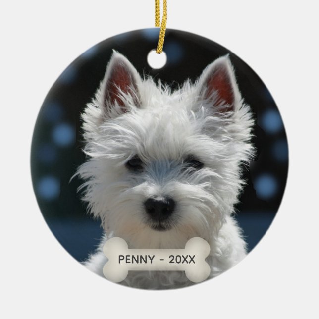 Adorno De Cerámica Personalizado Terrier Fotografía de Perro Cachorro (Frente)