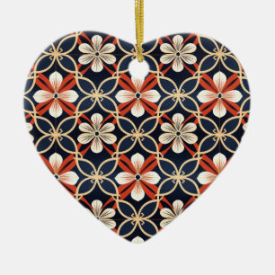 Adorno De Cerámica Personalizado Texto Patrón floral japonés