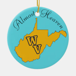 Adorno De Cerámica Personalizado Textos / West Virginia Blue and Gold