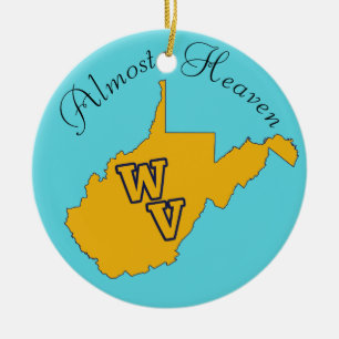 Adorno De Cerámica Personalizado Textos / West Virginia Blue and Gold