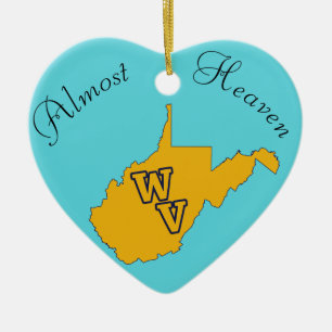 Adorno De Cerámica Personalizado Textos / West Virginia Blue and Gold
