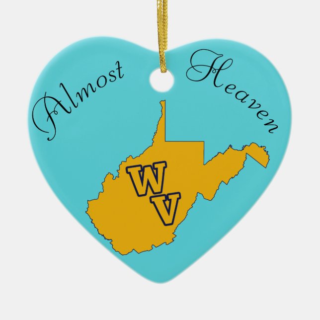 Adorno De Cerámica Personalizado Textos / West Virginia Blue and Gold (Frente)