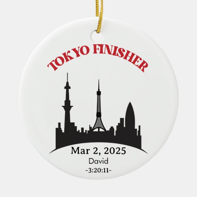 Adorno De Cerámica Personalizado Tokyo Marathon Finisher, Regalo para (Frente)