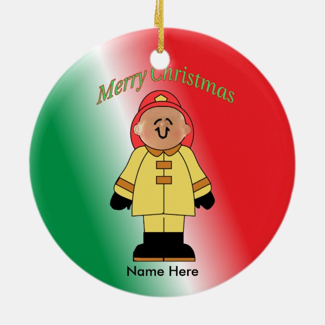 Adorno De Cerámica Personalizado Toy White Fireman (Atrás)