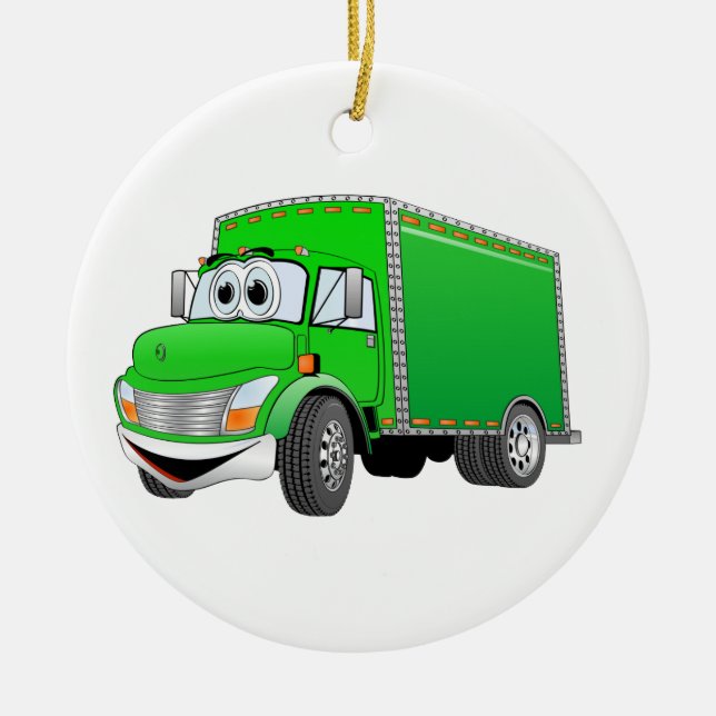 Adorno De Cerámica Personalizado verde de camión de entrega (Frente)