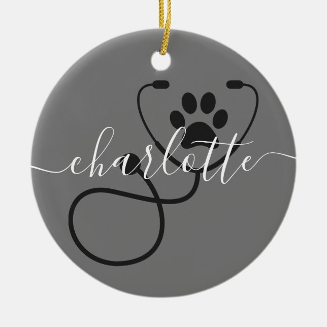 Adorno De Cerámica Personalizado Veterinaria Veterinaria Asistente de (Frente)