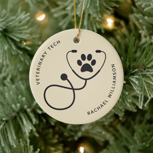 Adorno De Cerámica Personalizado Veterinaria Veterinaria Asistente de (Árbol)