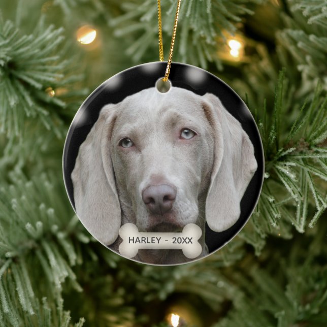 Adorno De Cerámica Personalizado Weimaraner Dog Photo (Árbol)