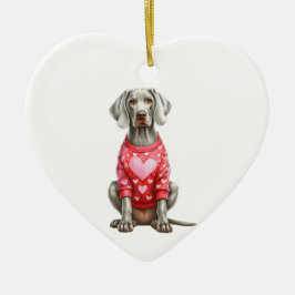 Adorno De Cerámica Personalizado Weimaraner Dog Valentine