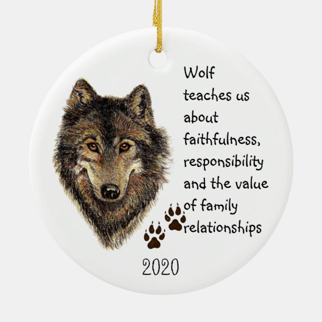 Adorno De Cerámica Personalizado Wolf Totem Guía Animal Naturaleza ac (Atrás)