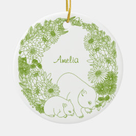 Adorno De Cerámica Personalizado Wombat Navidades Green