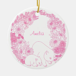 Adorno De Cerámica Personalizado Wombat Navidades Rosa