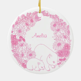 Adorno De Cerámica Personalizado Wombat Navidades Rosa