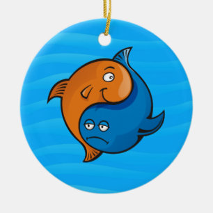 Adorno De Cerámica Personalizado Yin Yang Fish