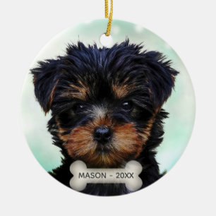 Adorno De Cerámica Personalizado Yorkshire Terrier Puppy Dog Foto