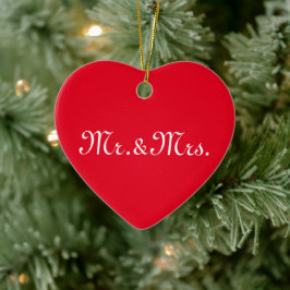 Adorno De Cerámica Personalizar con blanco rojo monograma de la parej