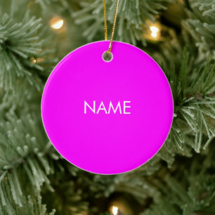 Adorno De Cerámica Personalizar con nombre, texto minimalista magenta