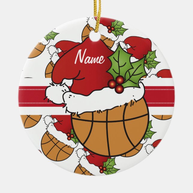Adorno De Cerámica Personalizar el baloncesto de los Navidades de San (Frente)