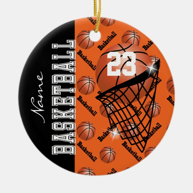 Adorno De Cerámica Personalizar el baloncesto Naranja (Frente)
