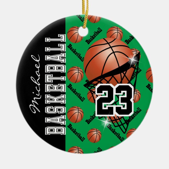 Adorno De Cerámica Personalizar el baloncesto verde (Frente)