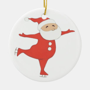 Adorno De Cerámica PERSONALIZAR hielo-patinador de Papá Noel