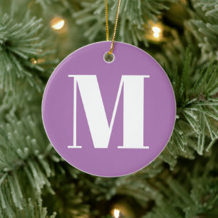 Adorno De Cerámica Personalizar monograma lavanda inicial lila blanca