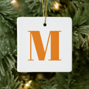 Adorno De Cerámica Personalizar monograma naranja inicial Navidades b
