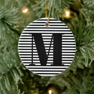 Adorno De Cerámica Personalizar monograma Navidades de tiras iniciale