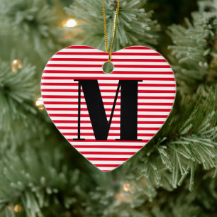 Adorno De Cerámica Personalizar monograma Navidades de tiras iniciale