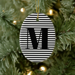 Adorno De Cerámica Personalizar monograma Navidades de tiras iniciale